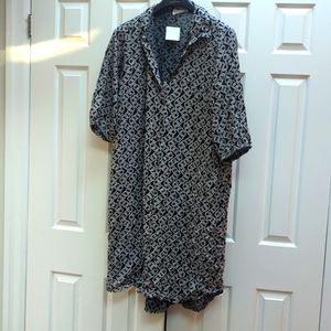 Shirt dress, black and white